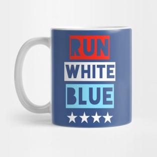 4th of July Running - Run White Blue Mug